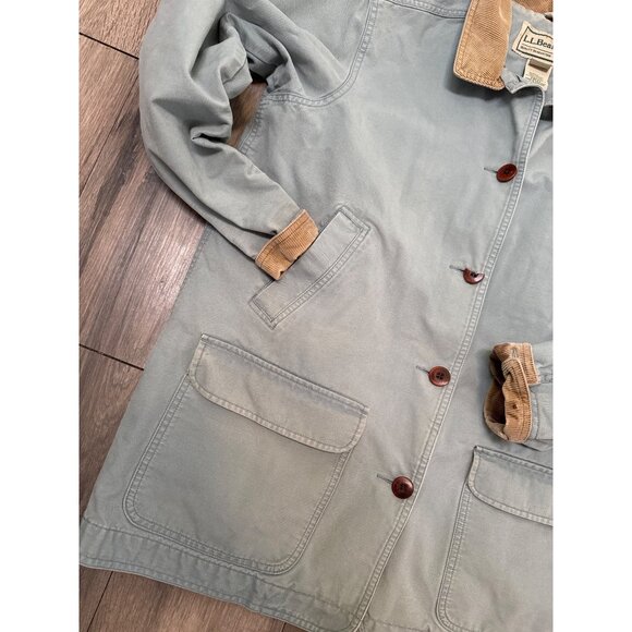 L.L. Bean Womens XL Reg Barn Utility Canvas Jacket W/ Corduroy Trim Pockets Ligh - Picture 4 of 13